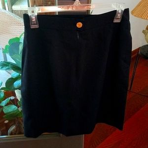 Escada wool pencil skirt with gold button accent